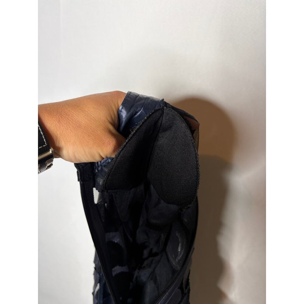 By Belgin Francis Navy blue Leather Leaf Jacket sz M - Picture 9 of 9